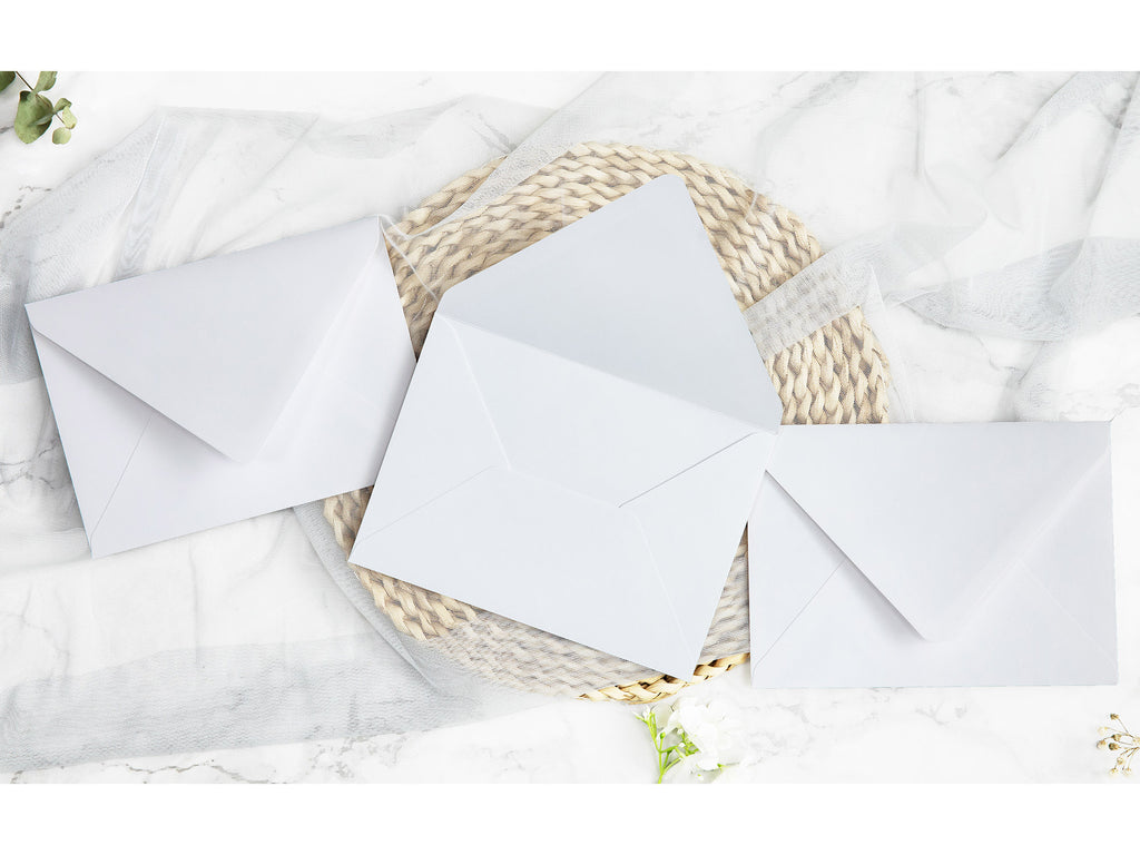 PONATIA 50 Pieces White Euro Flap Envelopes for  Wedding Invitation Card