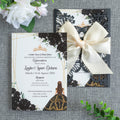 PONATIA Black Butterfly Quinceanera Invitation, Laser Cut Wedding Invitation Cards with Envelopes