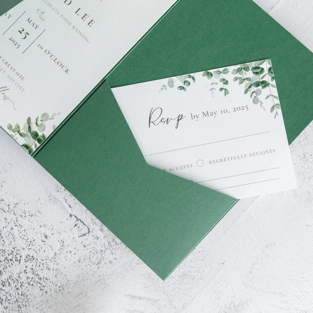 PONATIA 20 PCS Emerald Green Tri-fold Wedding Invitation Pockets for 5x7 Wedding Cards