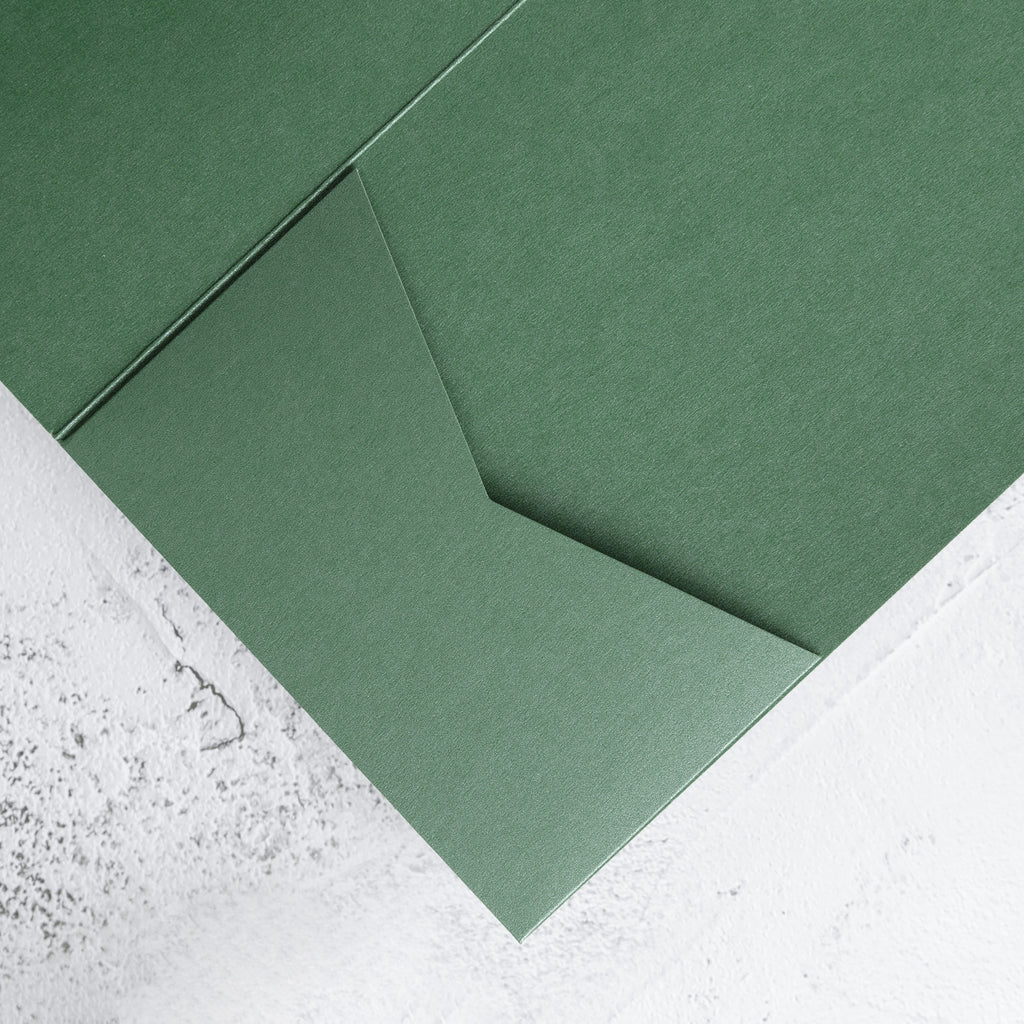 PONATIA 20 PCS Emerald Green Tri-fold Wedding Invitation Pockets for 5x7 Wedding Cards
