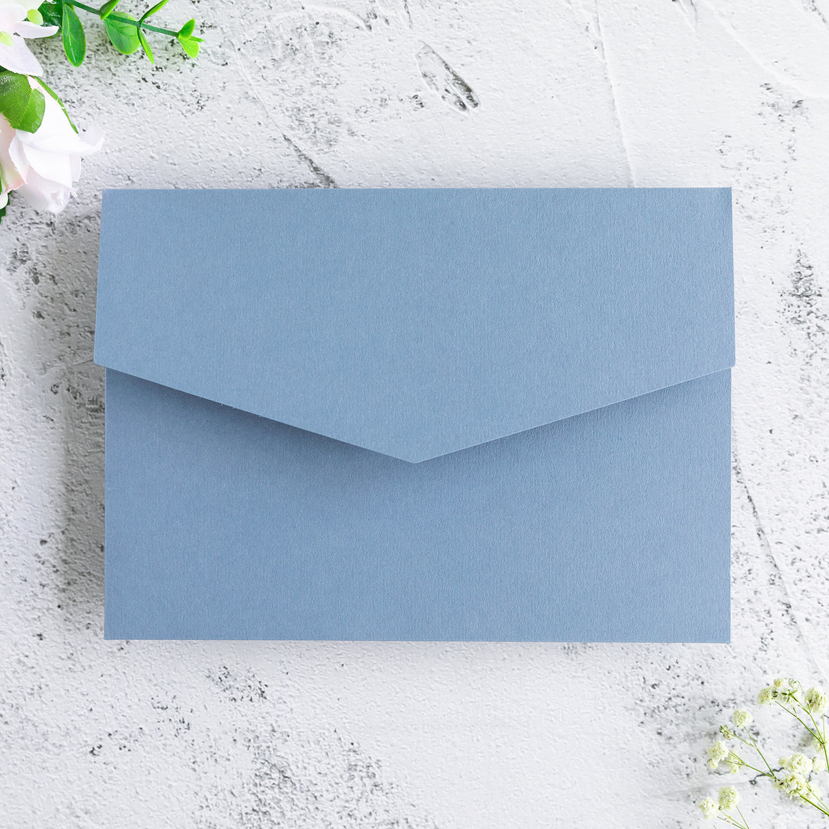 PONATIA 20 PCS Dusty Blue Tri-fold Wedding Invitation Pockets for 5x7 Wedding Cards
