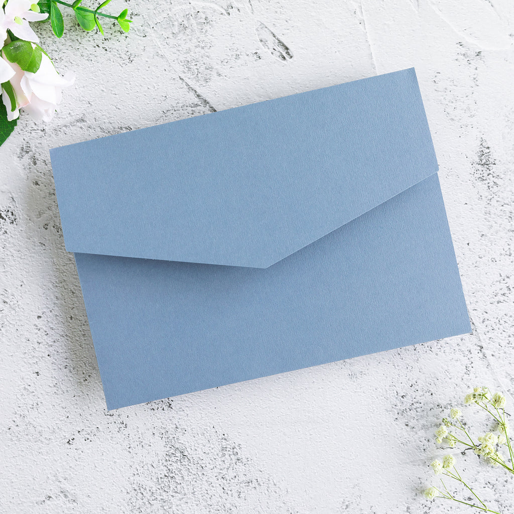PONATIA 20 PCS Dusty Blue Tri-fold Wedding Invitation Pockets for 5x7 Wedding Cards