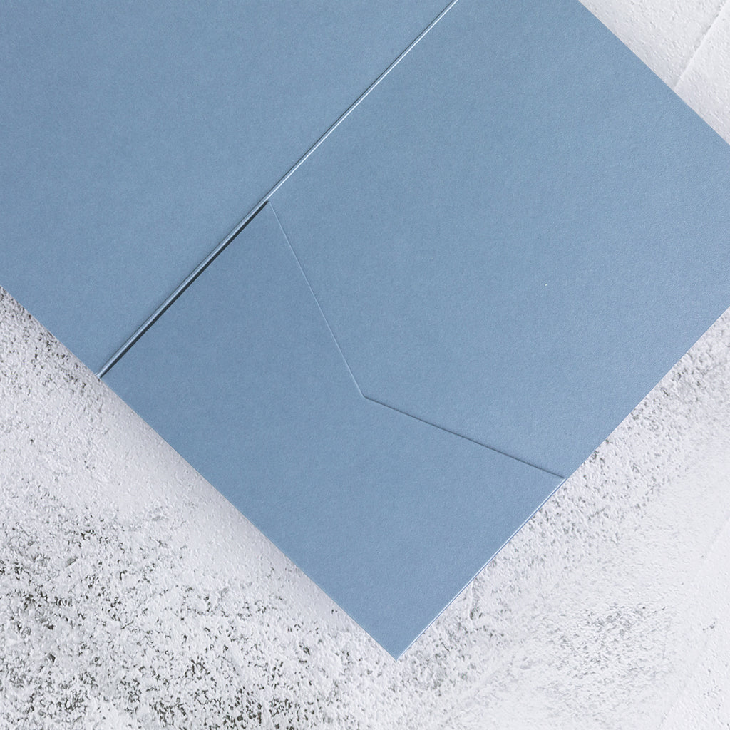 PONATIA 20 PCS Dusty Blue Tri-fold Wedding Invitation Pockets for 5x7 Wedding Cards