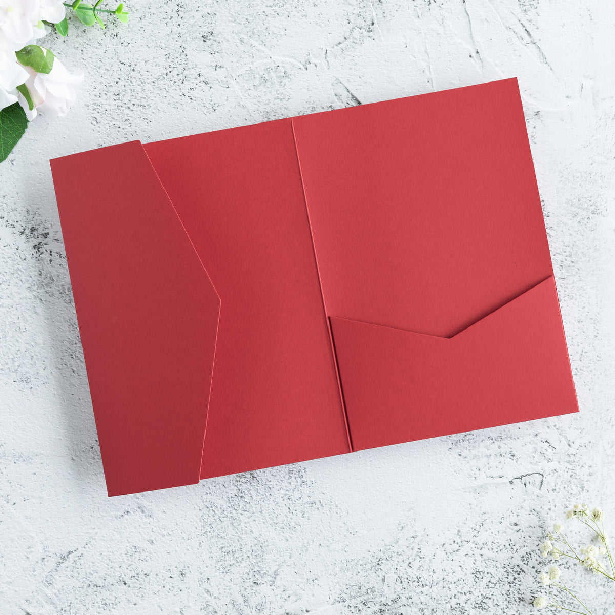PONATIA 20 PCS Red Tri-fold Wedding Invitation Pockets for 5x7 Wedding Cards