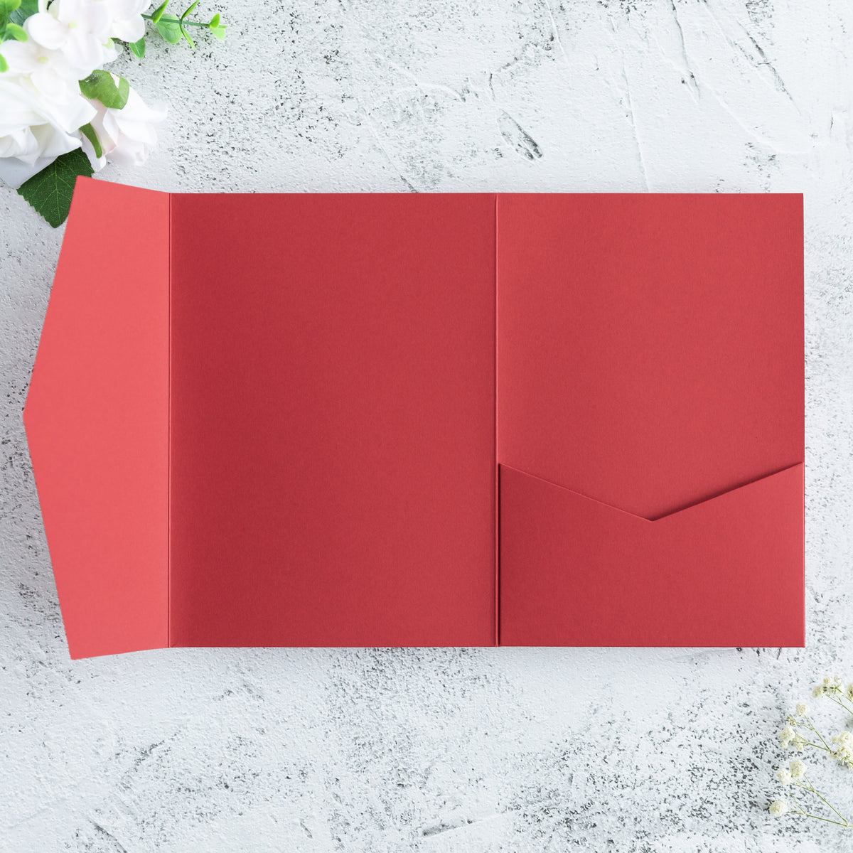 PONATIA 20 PCS Red Tri-fold Wedding Invitation Pockets for 5x7 Wedding Cards