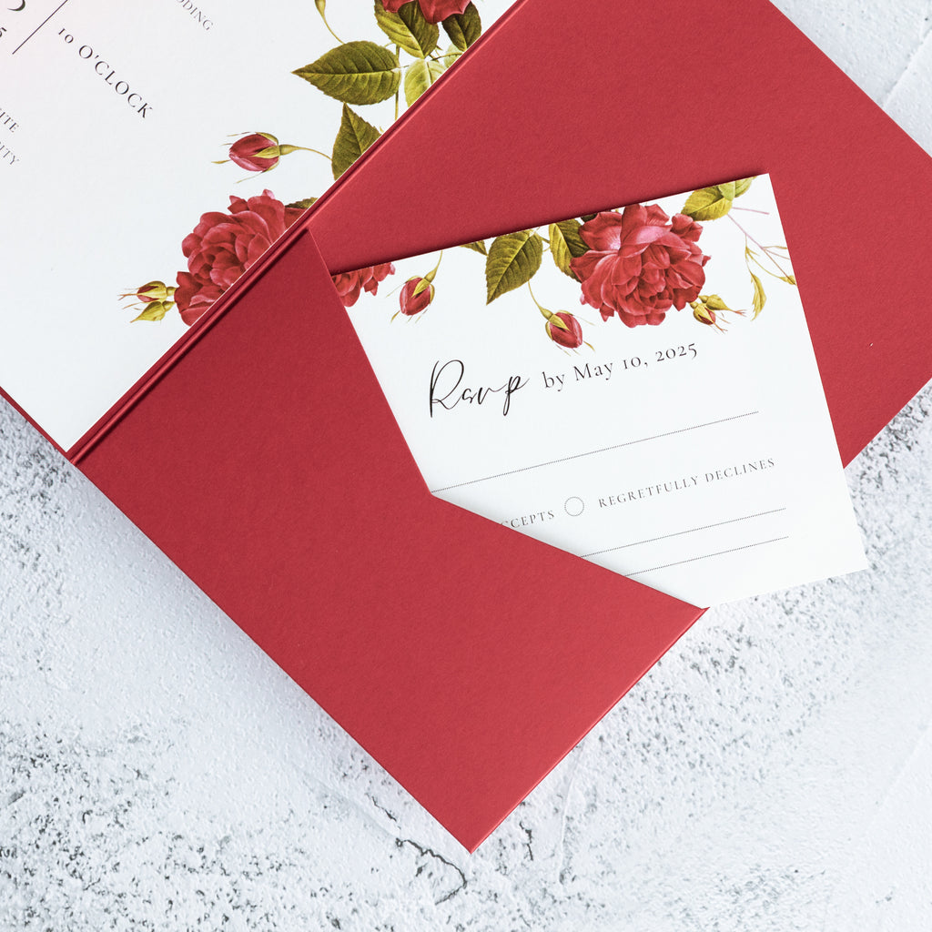 PONATIA 20 PCS Red Tri-fold Wedding Invitation Pockets for 5x7 Wedding Cards