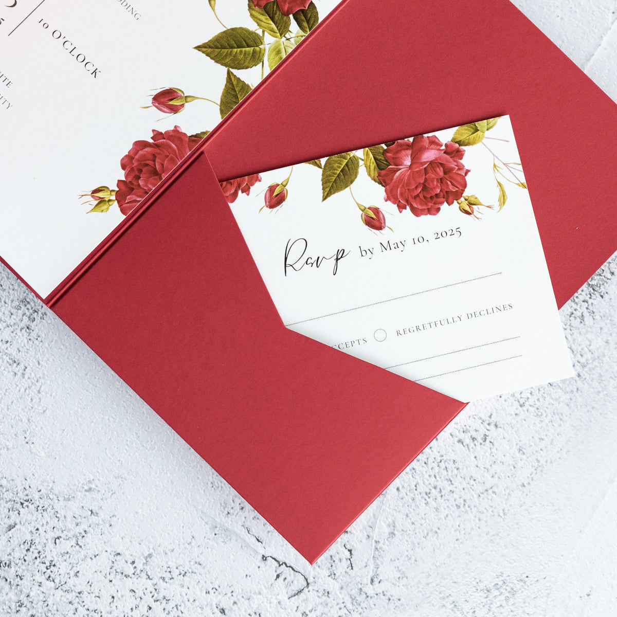PONATIA 20 PCS Red Tri-fold Wedding Invitation Pockets for 5x7 Wedding Cards