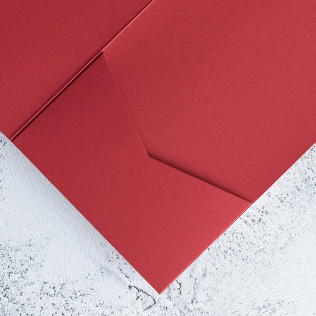 PONATIA 20 PCS Red Tri-fold Wedding Invitation Pockets for 5x7 Wedding Cards
