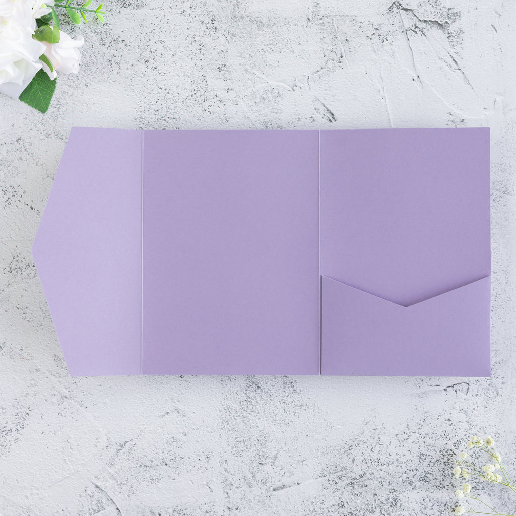 PONATIA 20 PCS Lilac Tri-fold Wedding Invitation Pockets for 5x7 Wedding Cards