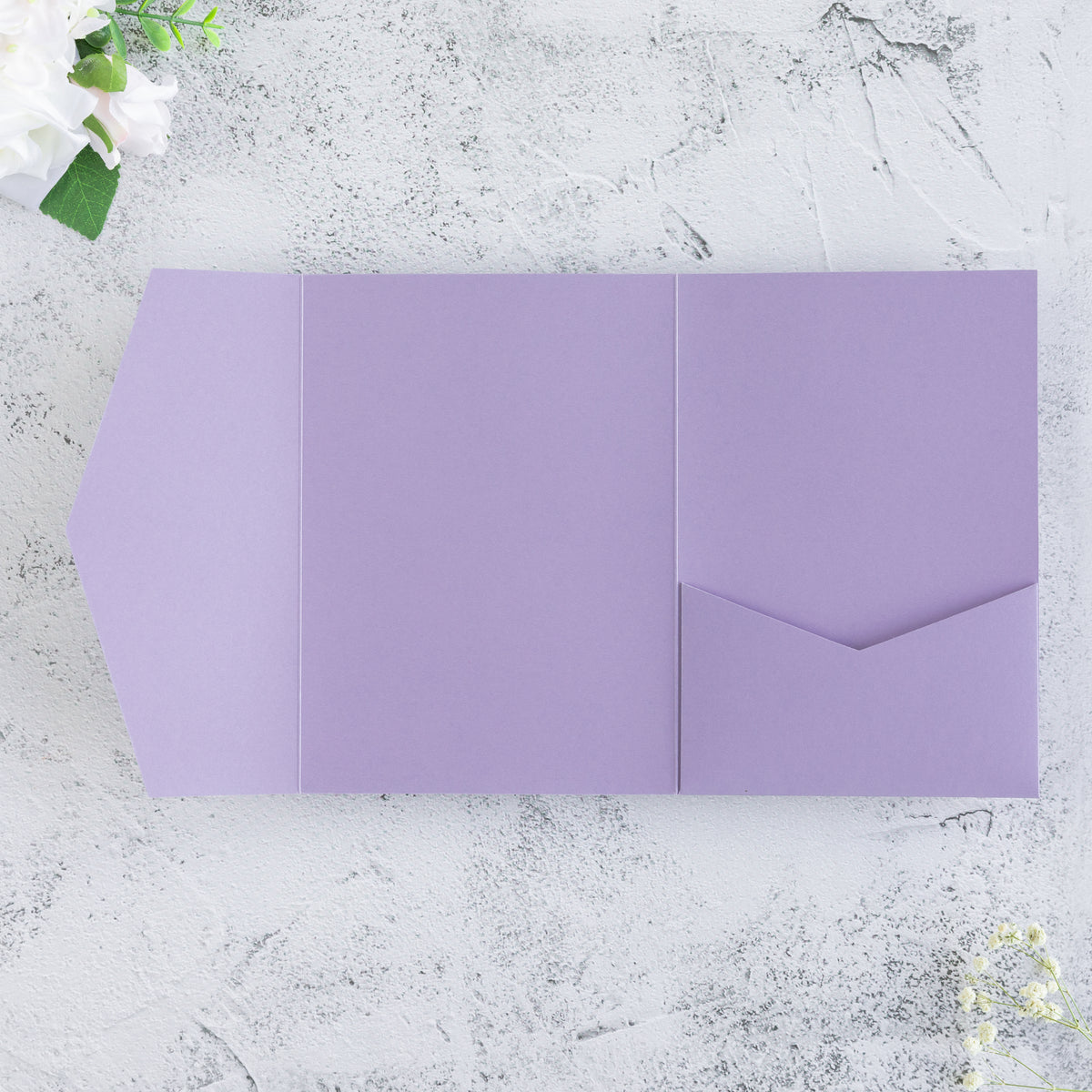 PONATIA 20 PCS Lilac Tri-fold Wedding Invitation Pockets for 5x7 Wedding Cards