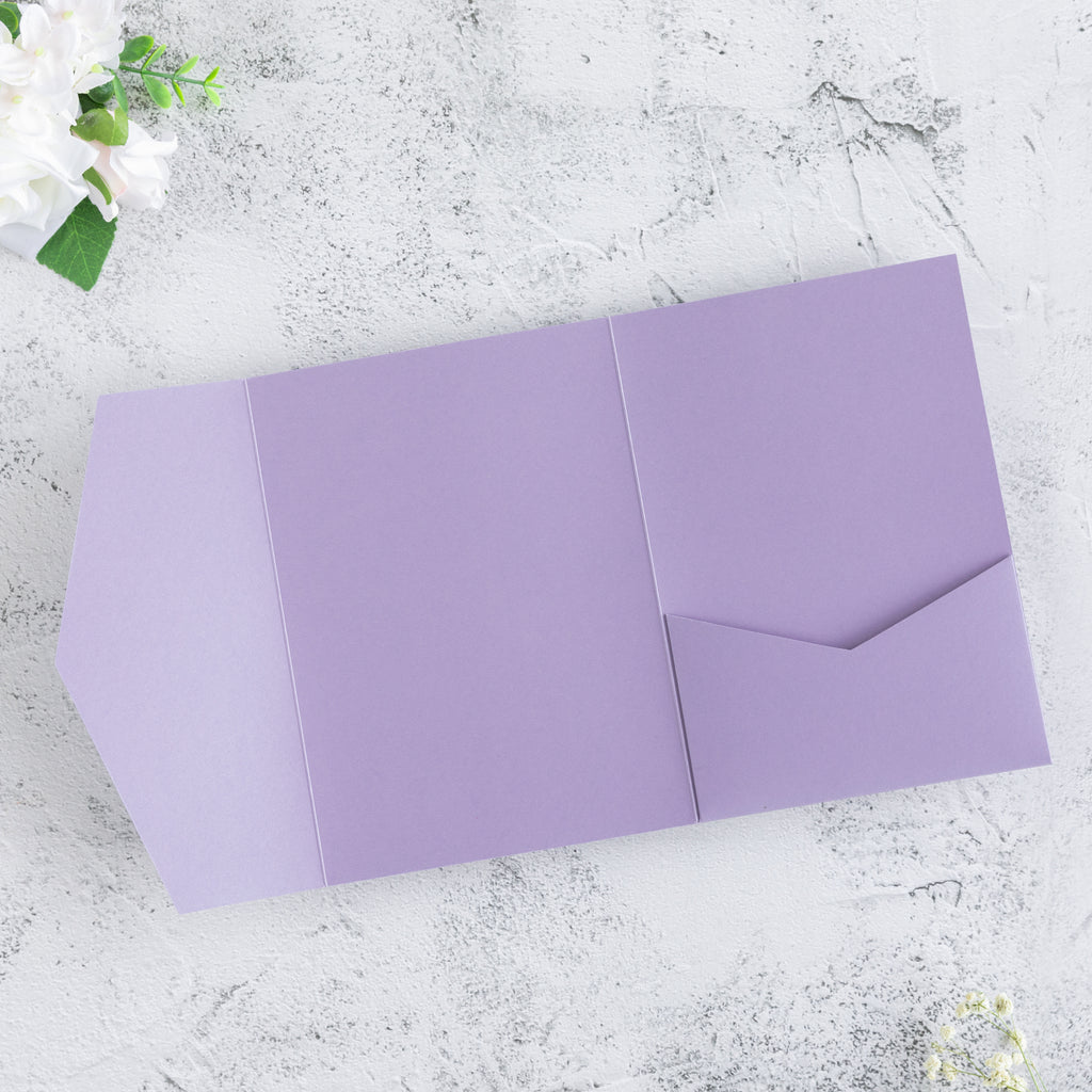 PONATIA 20 PCS Lilac Tri-fold Wedding Invitation Pockets for 5x7 Wedding Cards