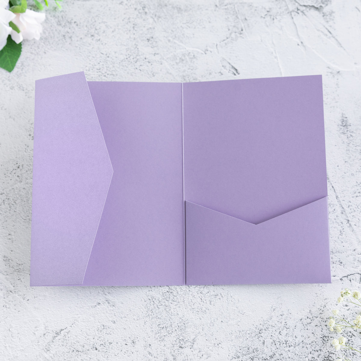 PONATIA 20 PCS Lilac Tri-fold Wedding Invitation Pockets for 5x7 Wedding Cards