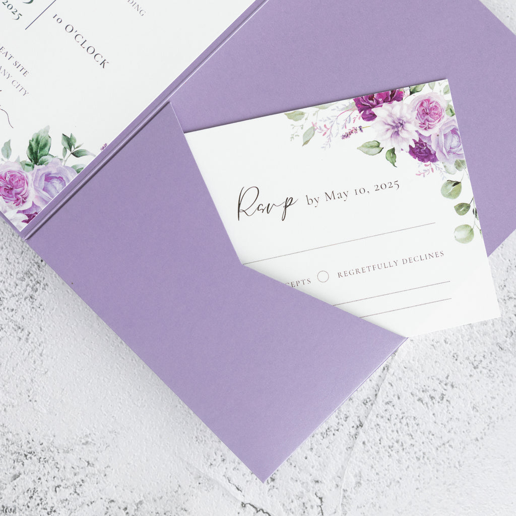 PONATIA 20 PCS Lilac Tri-fold Wedding Invitation Pockets for 5x7 Wedding Cards