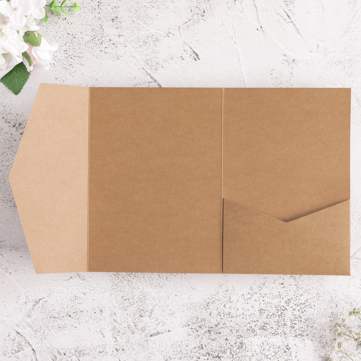 PONATIA 20 PCS Ivory Tri-fold Wedding Invitation Pockets for 5x7 Wedding Cards