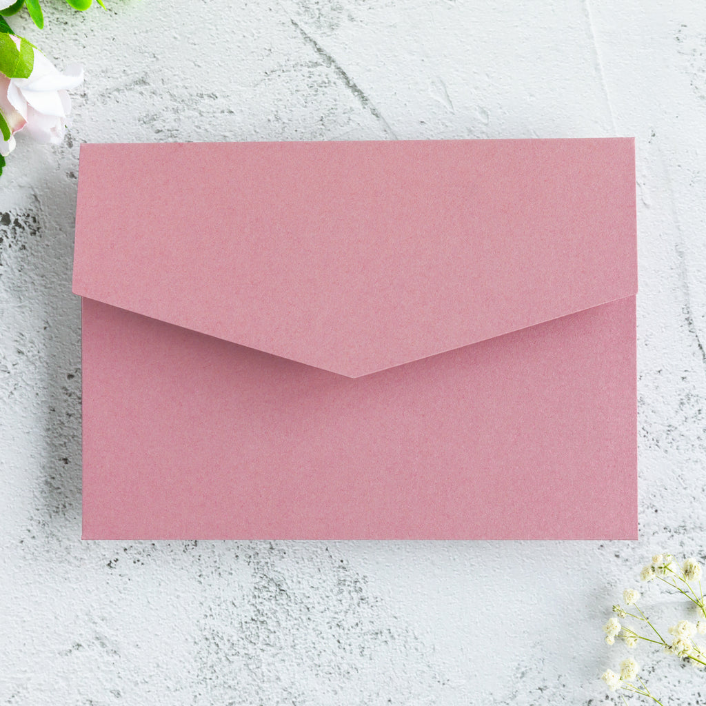 PONATIA 20 PCS Dusty Rose Tri-fold Wedding Invitation Pockets for 5x7 Wedding Cards