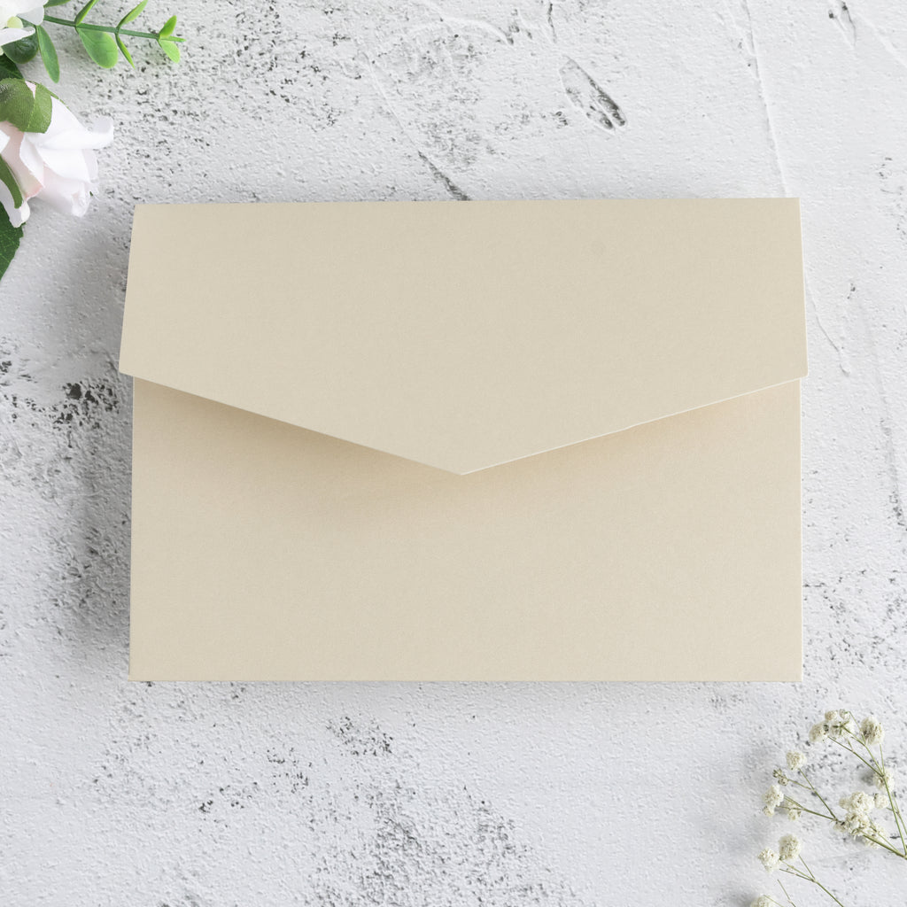 PONATIA 20 PCS Champagne Tri-fold Wedding Invitation Pockets for 5x7 Wedding Cards