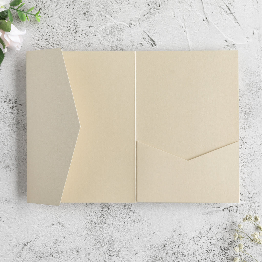 PONATIA 20 PCS Champagne Tri-fold Wedding Invitation Pockets for 5x7 Wedding Cards