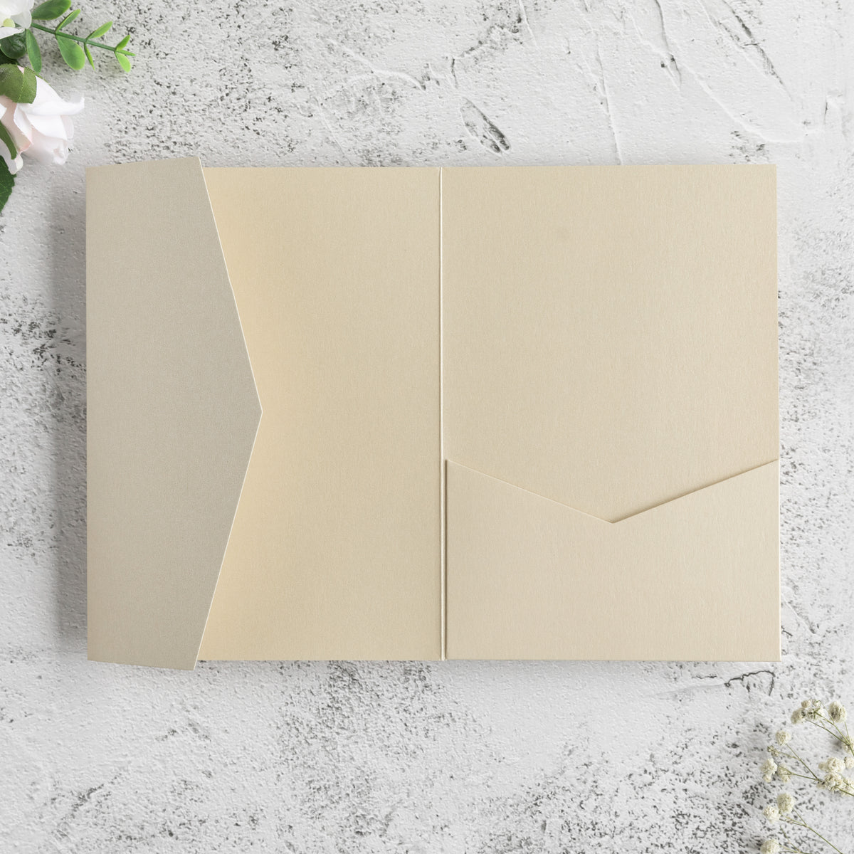 PONATIA 20 PCS Champagne Tri-fold Wedding Invitation Pockets for 5x7 Wedding Cards