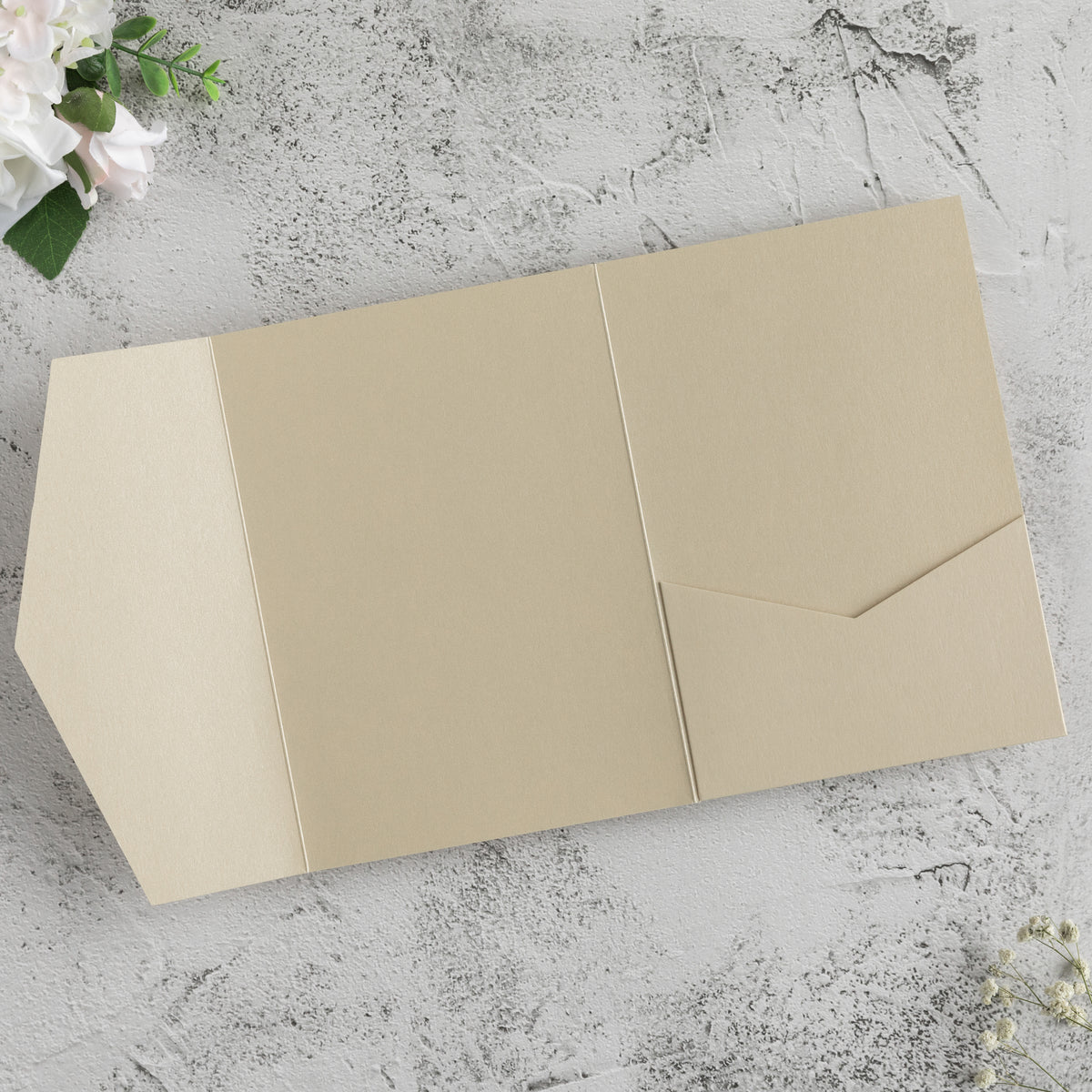 PONATIA 20 PCS Champagne Tri-fold Wedding Invitation Pockets for 5x7 Wedding Cards