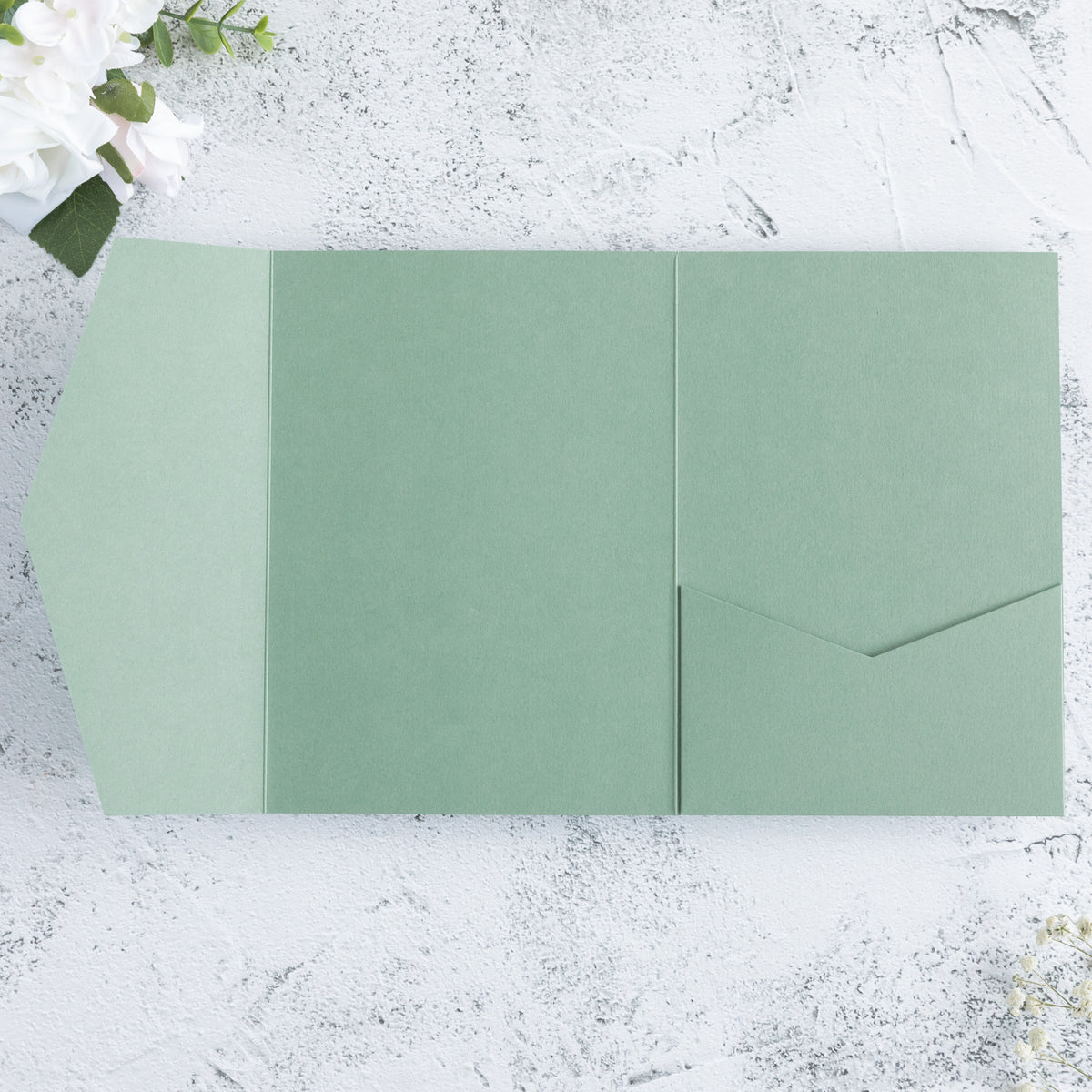 PONATIA 20 PCS Sage Green Tri-fold Wedding Invitation Pockets for 5x7 Wedding Cards