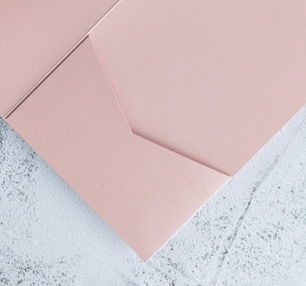PONATIA 20 PCS Blush Pink Tri-fold Wedding Invitation Pockets for 5x7 Wedding Cards