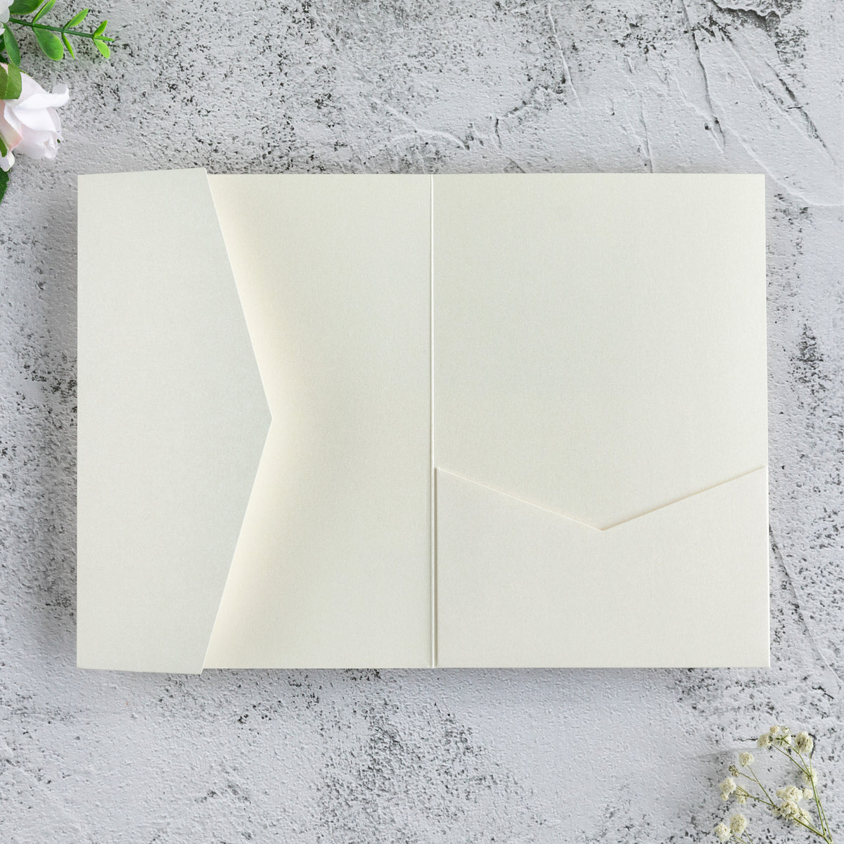 PONATIA 20 PCS Ivory Tri-fold Wedding Invitation Pockets for 5x7 Wedding Cards