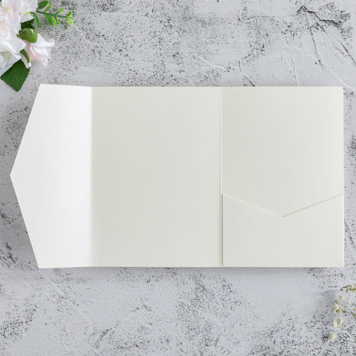 PONATIA 20 PCS Ivory Tri-fold Wedding Invitation Pockets for 5x7 Wedding Cards