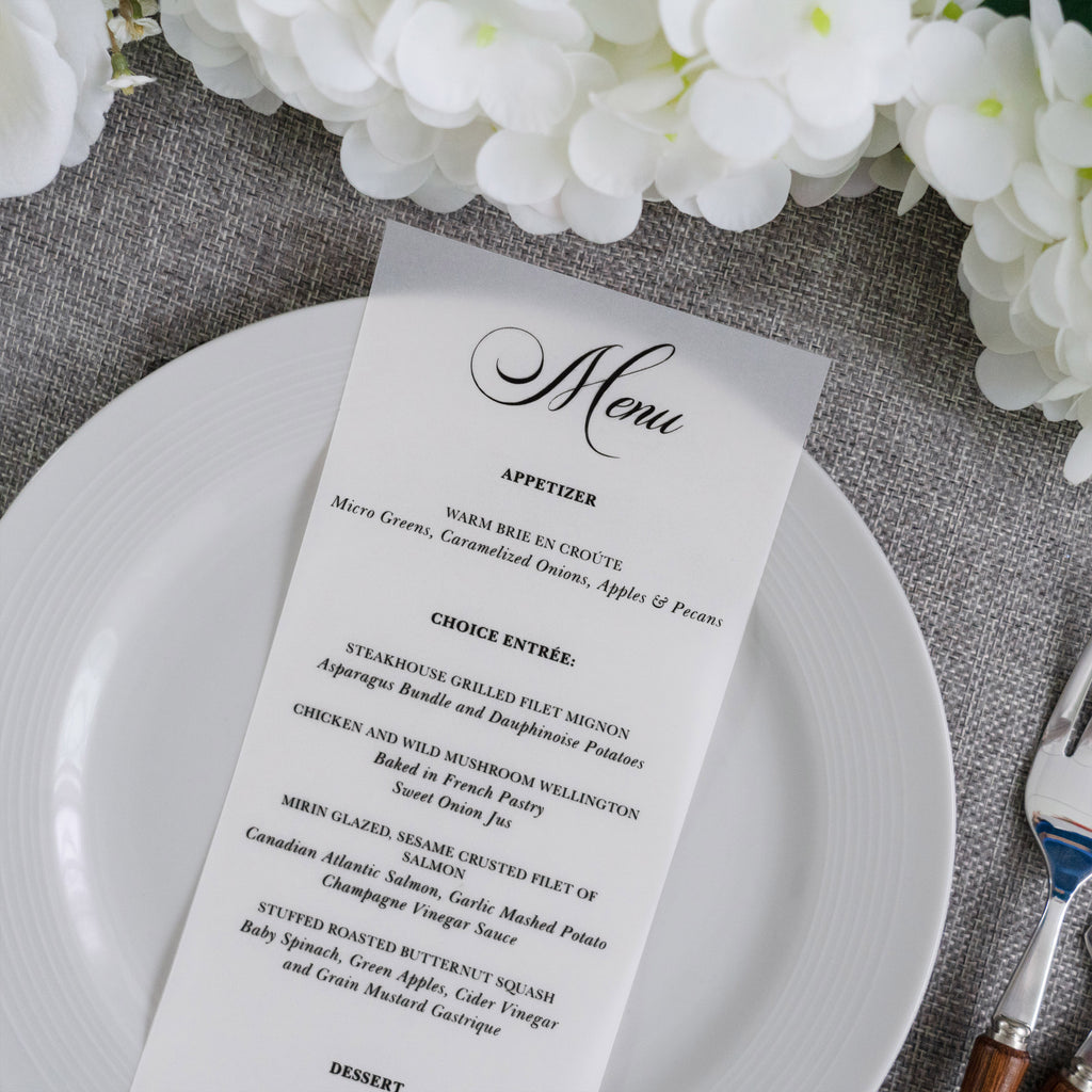 PONATIA Vellum Wedding Menu
