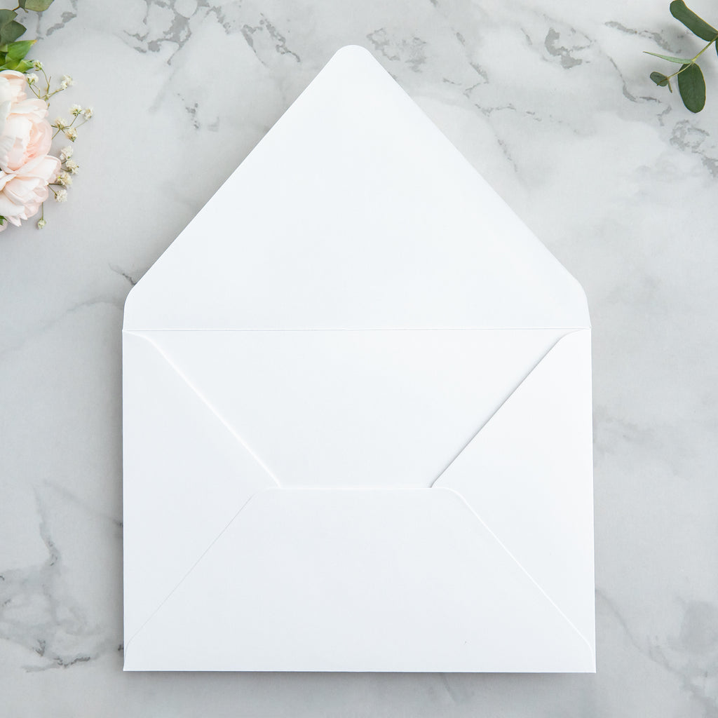 PONATIA 50 Pieces White Euro Flap Envelopes for  Wedding Invitation Card