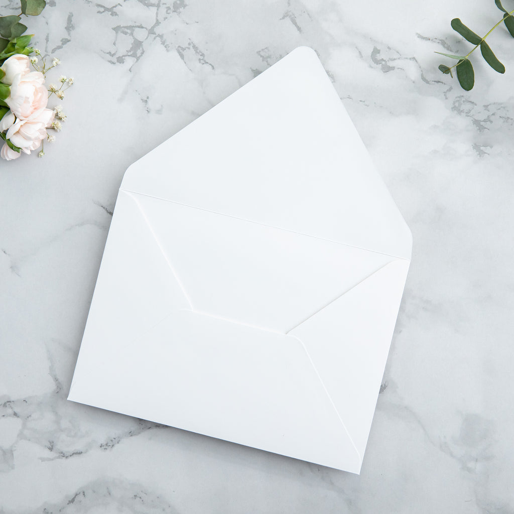 PONATIA 50 Pieces White Euro Flap Envelopes for  Wedding Invitation Card