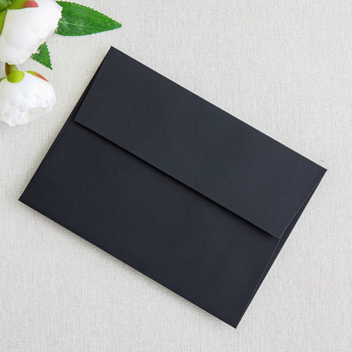 PONATIA 50 Pieces 5x7 Black Envelopes, A7 Envelopes Self Seal for Weddings, Invitation Cards