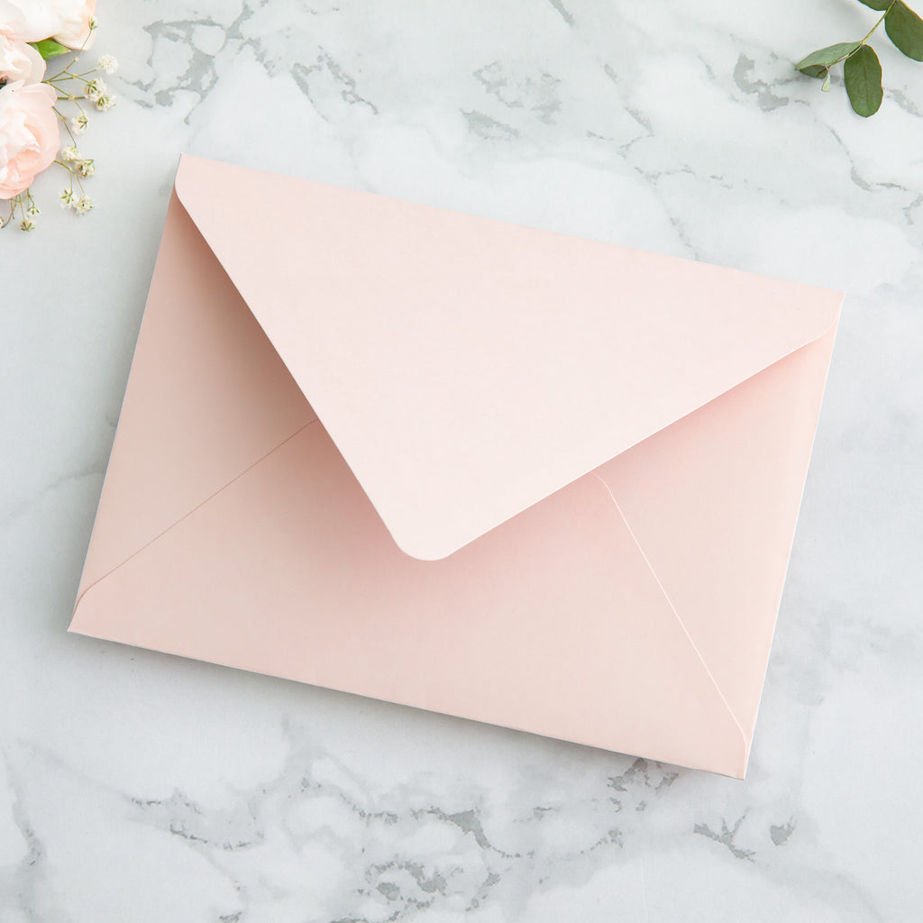PONATIA 50 Pieces Blush Pink Liner Euro Flap Envelopes for  Wedding Invitation Card