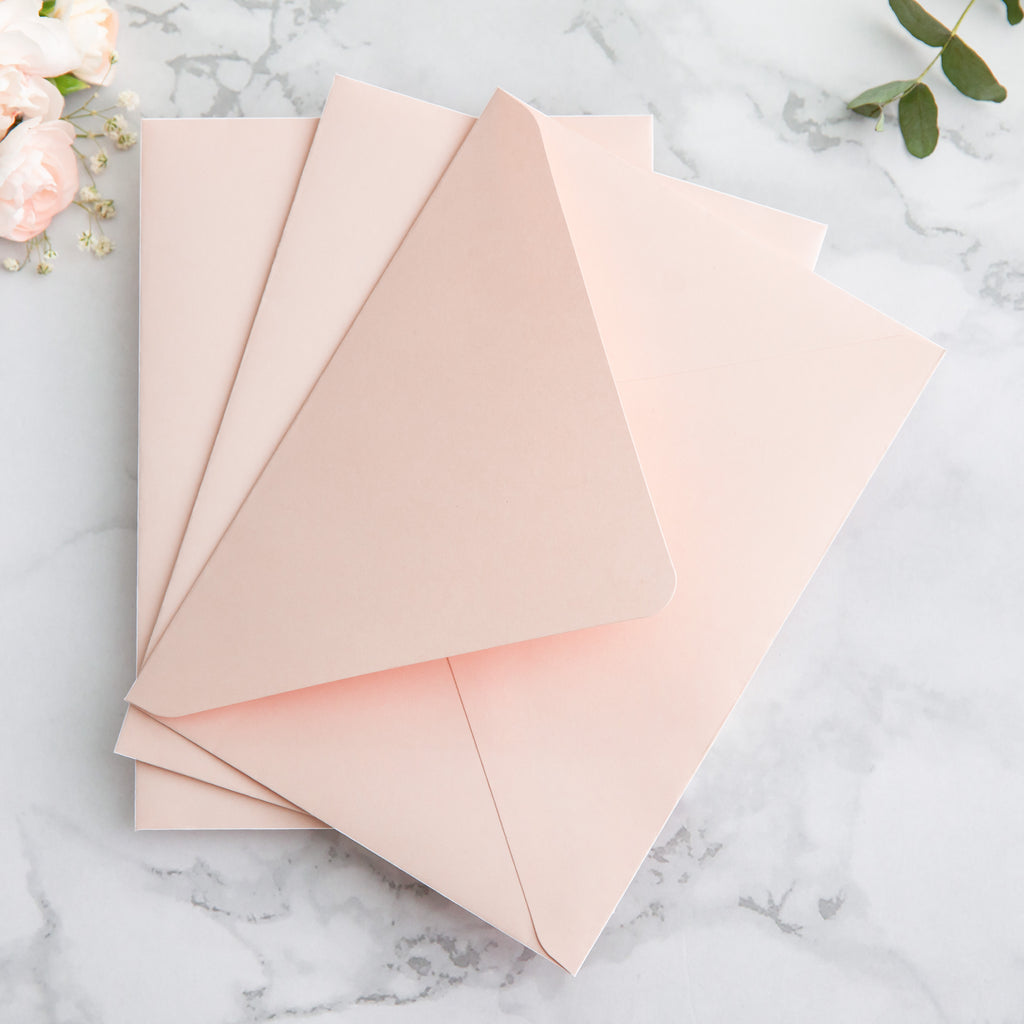 PONATIA 50 Pieces Blush Pink Liner Euro Flap Envelopes for  Wedding Invitation Card