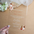 PONATIA 1mm/0.04'' Clear Acrylic Floral Wedding Invitation Cards  and Burnt Orange Envelope