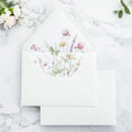 PONATIA 50 Pieces Ivory & Wild Flower Liner Euro Flap Envelopes for  Wedding Invitation Card