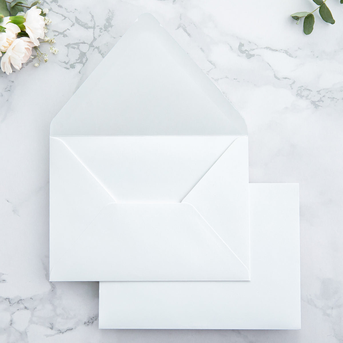 PONATIA 50 Pieces White Euro Flap Envelopes for  Wedding Invitation Card