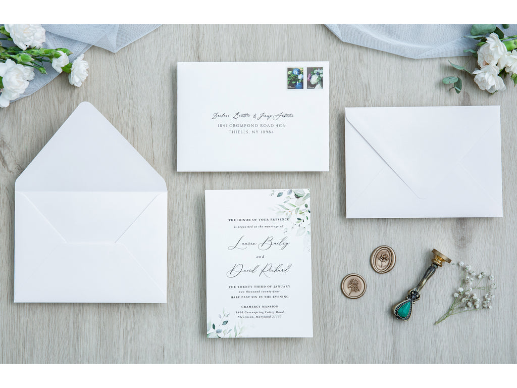 PONATIA 50 Pieces White Euro Flap Envelopes for  Wedding Invitation Card