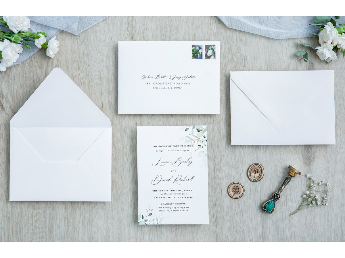 PONATIA 50 Pieces White Euro Flap Envelopes for  Wedding Invitation Card