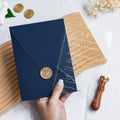 PONATIA 1mm/0.04'' Foil Print in Gold Clear Acrylic Wedding Invitation Cards and Navy Blue Envelopes