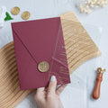 PONATIA 1mm/0.04'' Foil Print in Gold Clear Acrylic Wedding Invitation Cards and Burgundy Envelopes