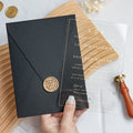 PONATIA 1mm/0.04'' Foil Print in Gold Clear Acrylic Wedding Invitation Cards and Black Envelopes