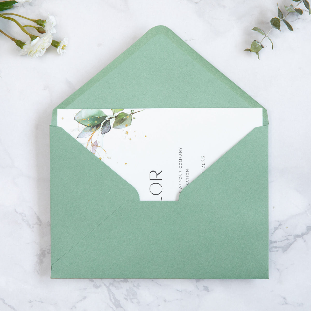 PONATIA 50 Pcs A7 Light Sage Green Envelopes for 5x7 Weddings Invitation Cards
