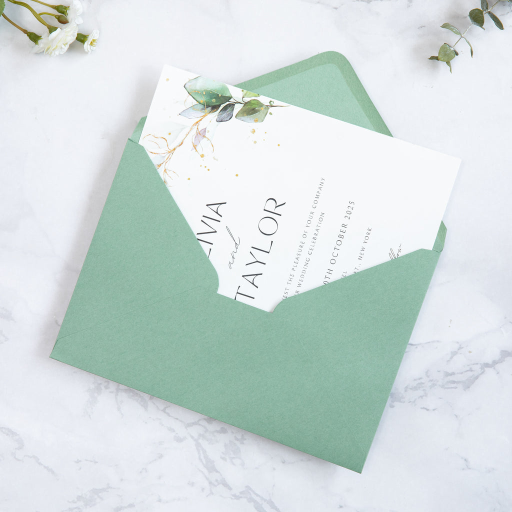 PONATIA 50 Pcs A7 Light Sage Green Envelopes for 5x7 Weddings Invitation Cards