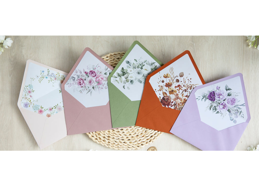 PONATIA 50 Pieces Blush Pink Liner Euro Flap Envelopes for  Wedding Invitation Card