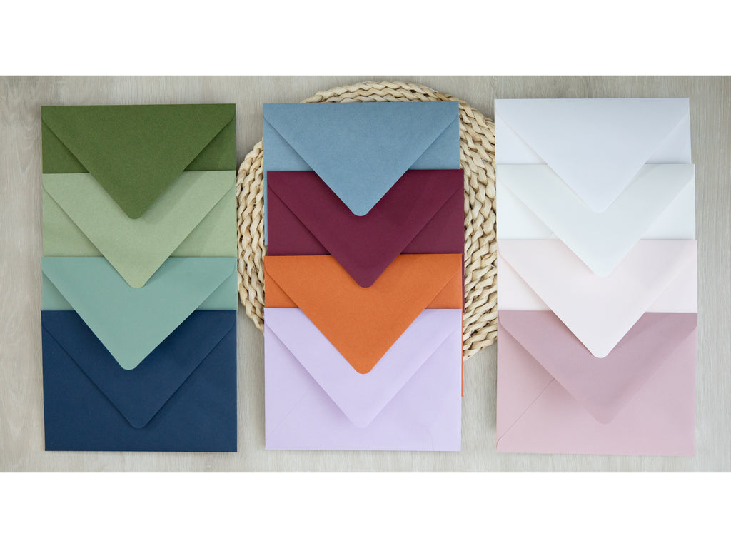 PONATIA 50 Pieces Ivory & Boho Floral Liner Euro Flap Envelopes for  Wedding Invitation Card