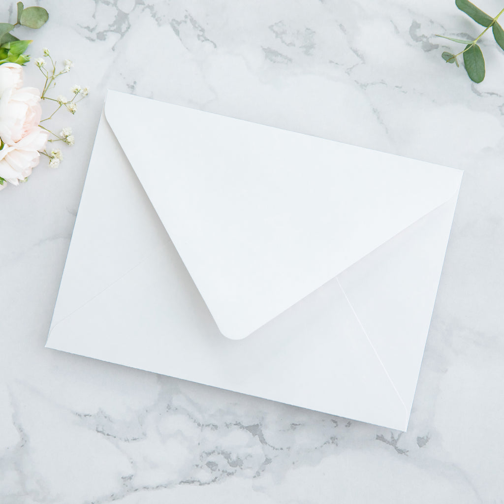 PONATIA 50 Pieces White Euro Flap Envelopes for  Wedding Invitation Card