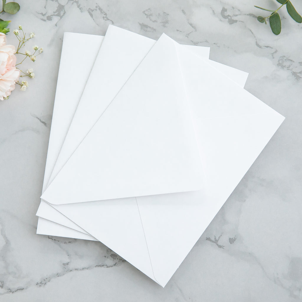 PONATIA 50 Pieces White Euro Flap Envelopes for  Wedding Invitation Card