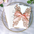 PONATIA Rose Glitter Laser Cut Wedding Invitations Cards with Blush Pink Bow-knot