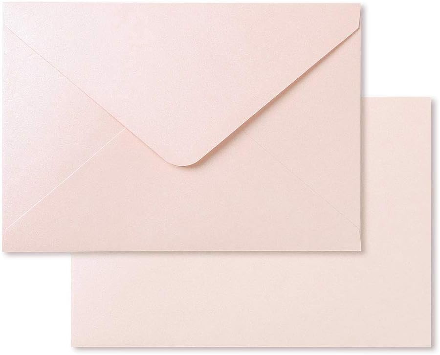 PONATIA 50 Pcs A7 Blush Pink Envelopes for 5x7 Weddings Invitation Cards