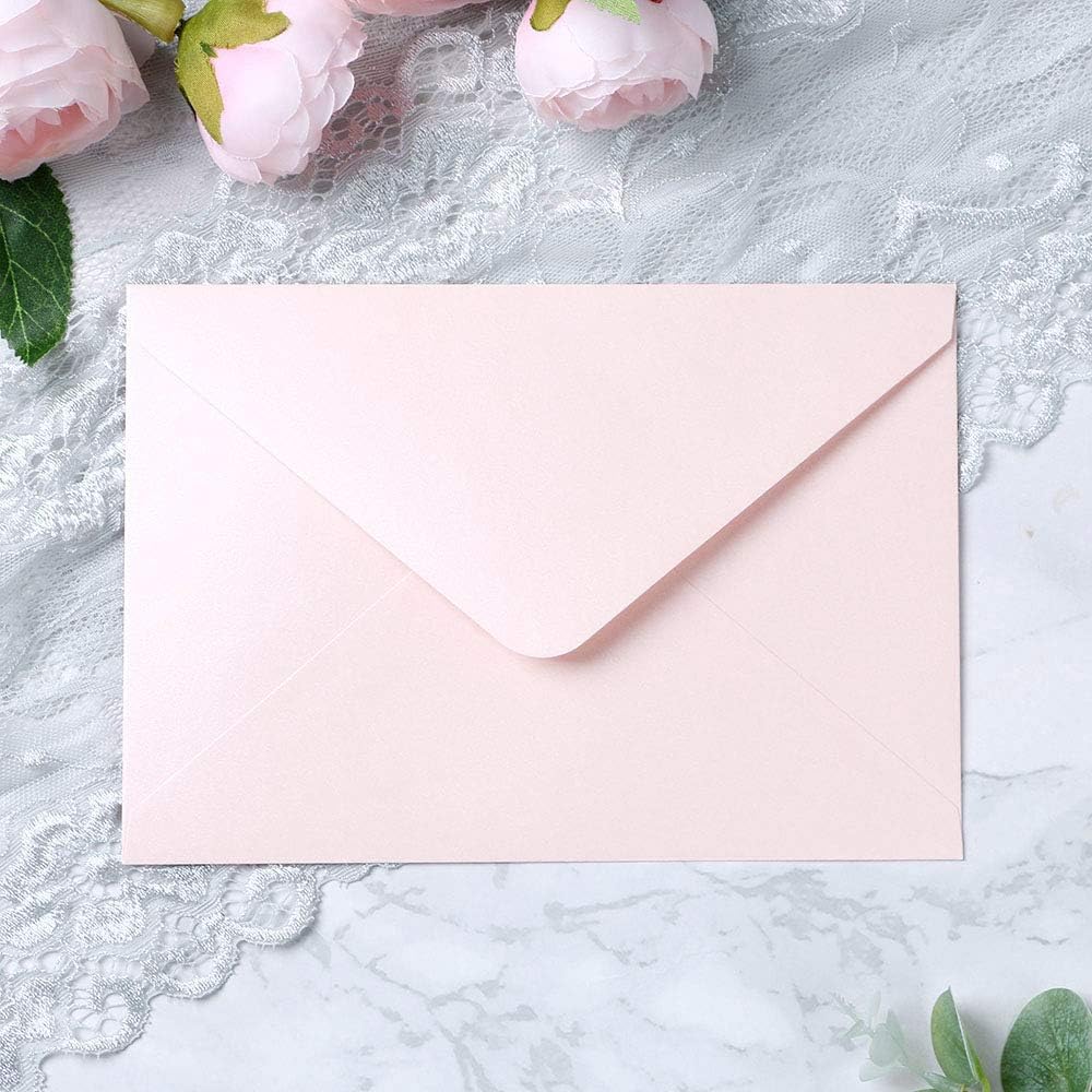 PONATIA 50 Pcs A7 Blush Pink Envelopes for 5x7 Weddings Invitation Cards
